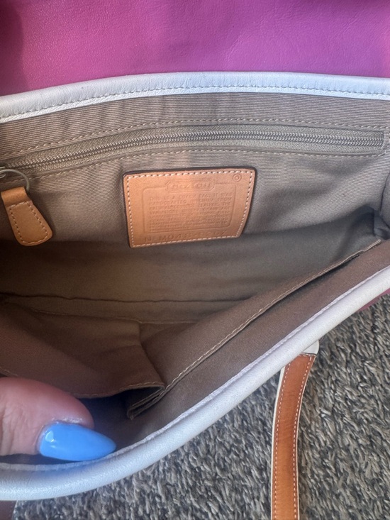 Coach Y2K pink hamptons Leather satchel Bag with White Trim - Picture 2 of 8